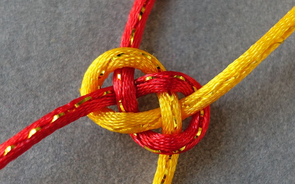 41双线双钱结~素绳记手工diy红绳教程~中国结基础绳结