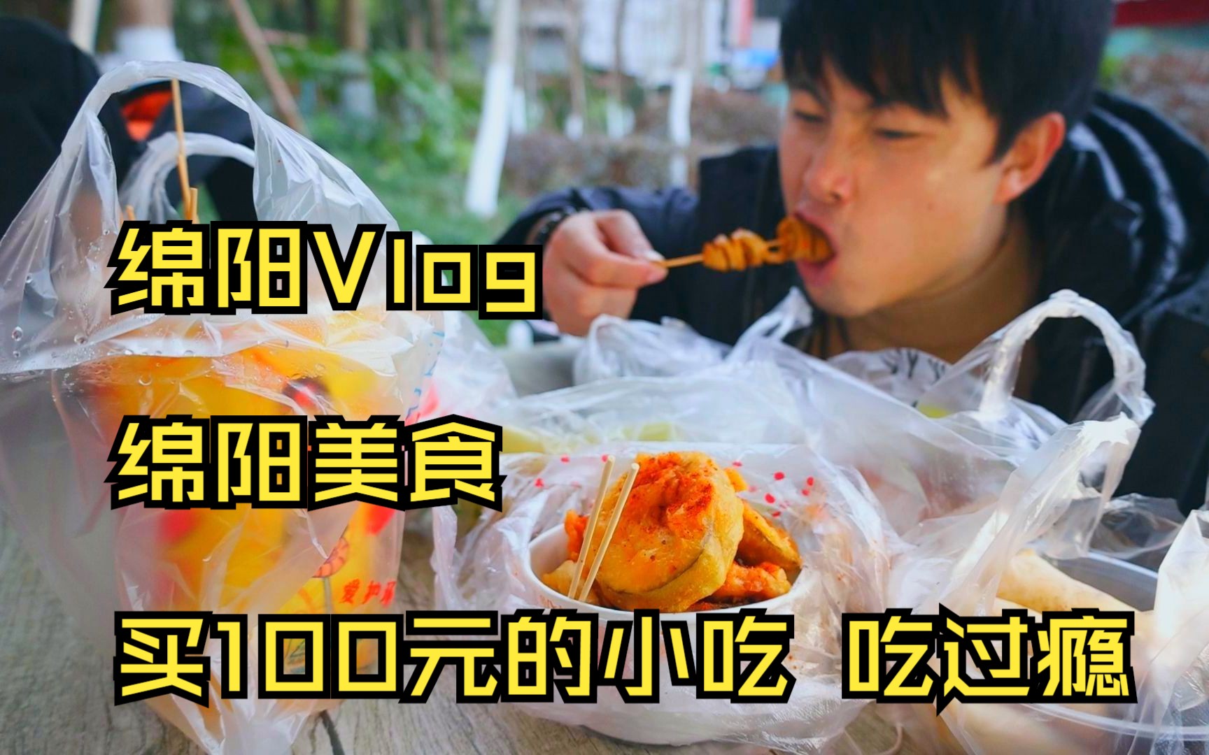 绵阳市Vlog,100元买7家路边摊小吃,每种都好吃,今天吃过瘾了哔哩哔哩bilibili