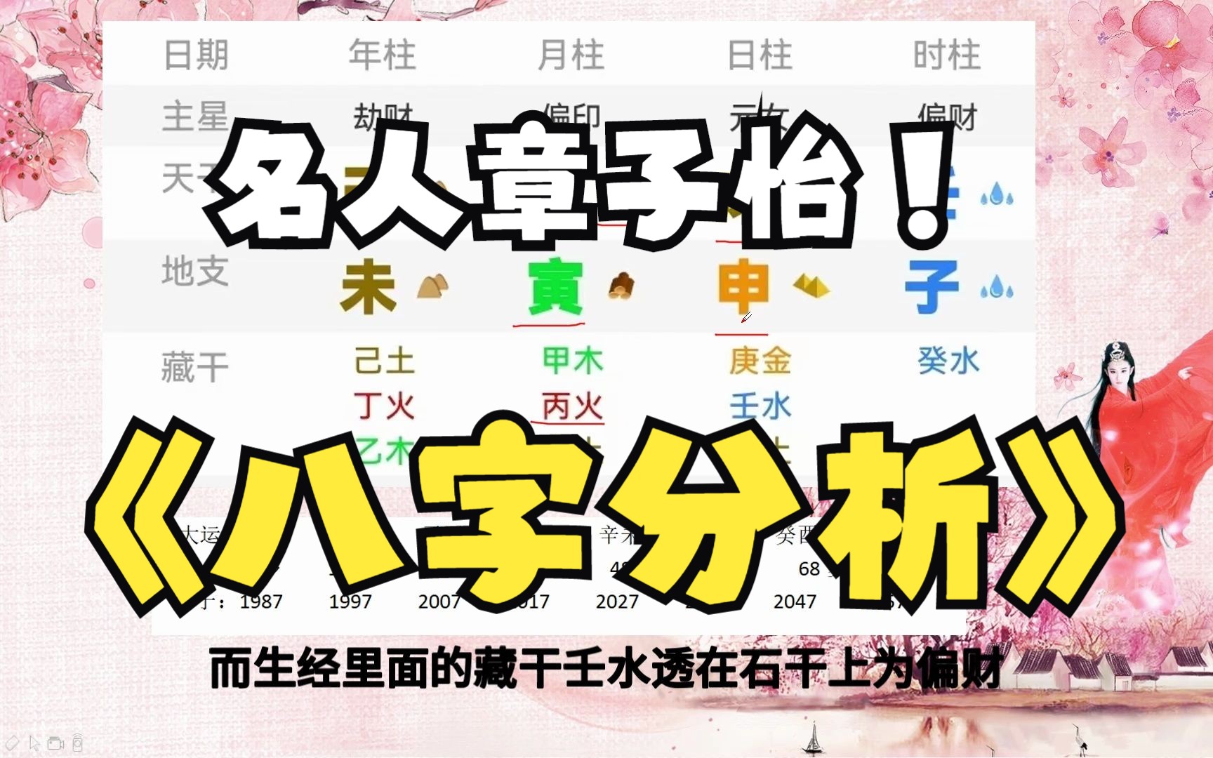 章子怡偏财格、偏印格分析哔哩哔哩bilibili