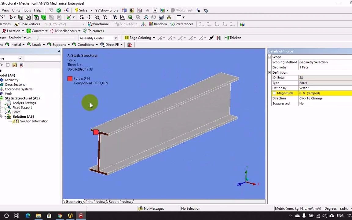 [图]工字钢（梁）的静力学分析Ansysworkbench