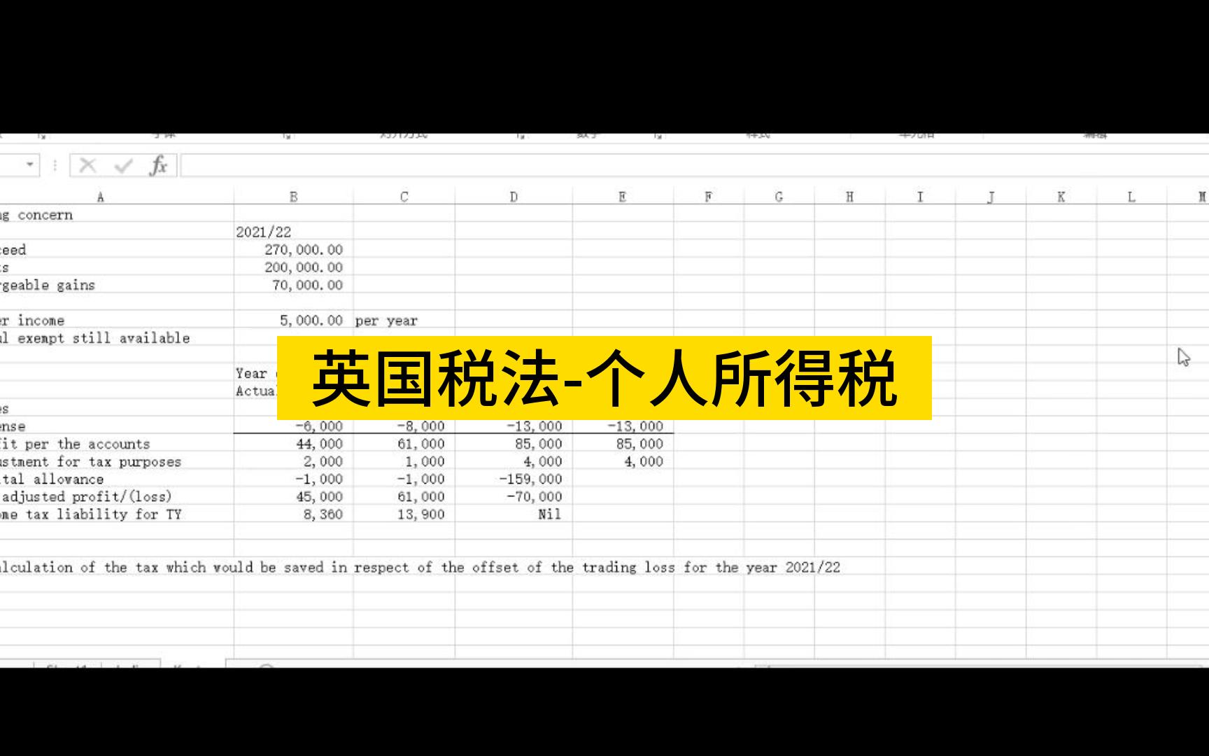 英国税法个人所得税ACCA P6 ATX trading incomegoing concernloss reliefKantar哔哩哔哩bilibili