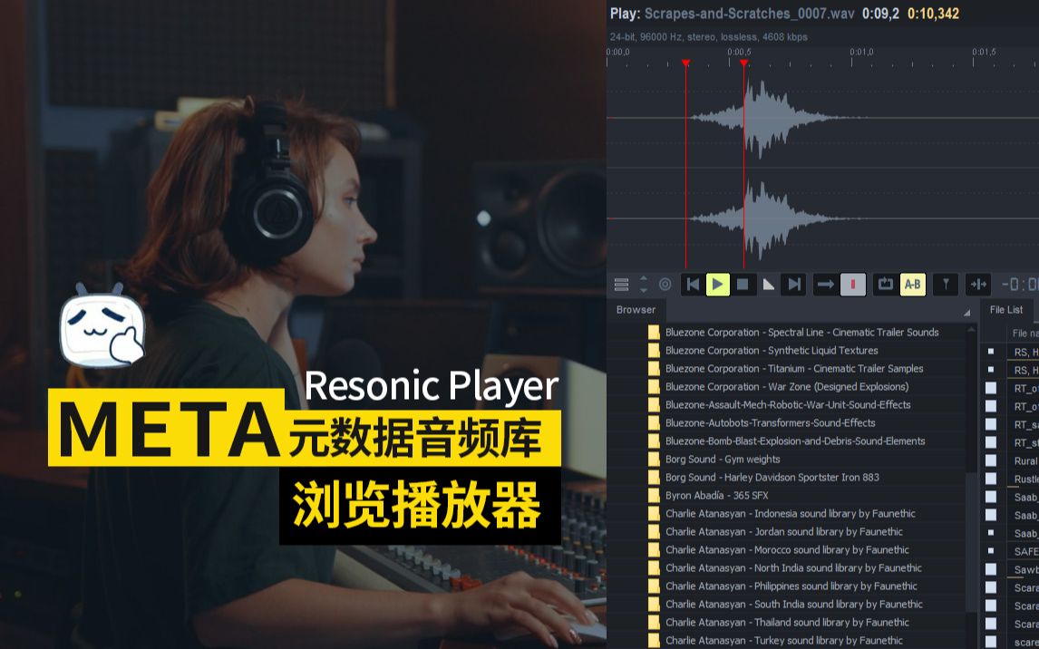 ResonicPlayer 声效 foley 样本 音频素材元数据音频库搜索浏览管理播放器介绍哔哩哔哩bilibili