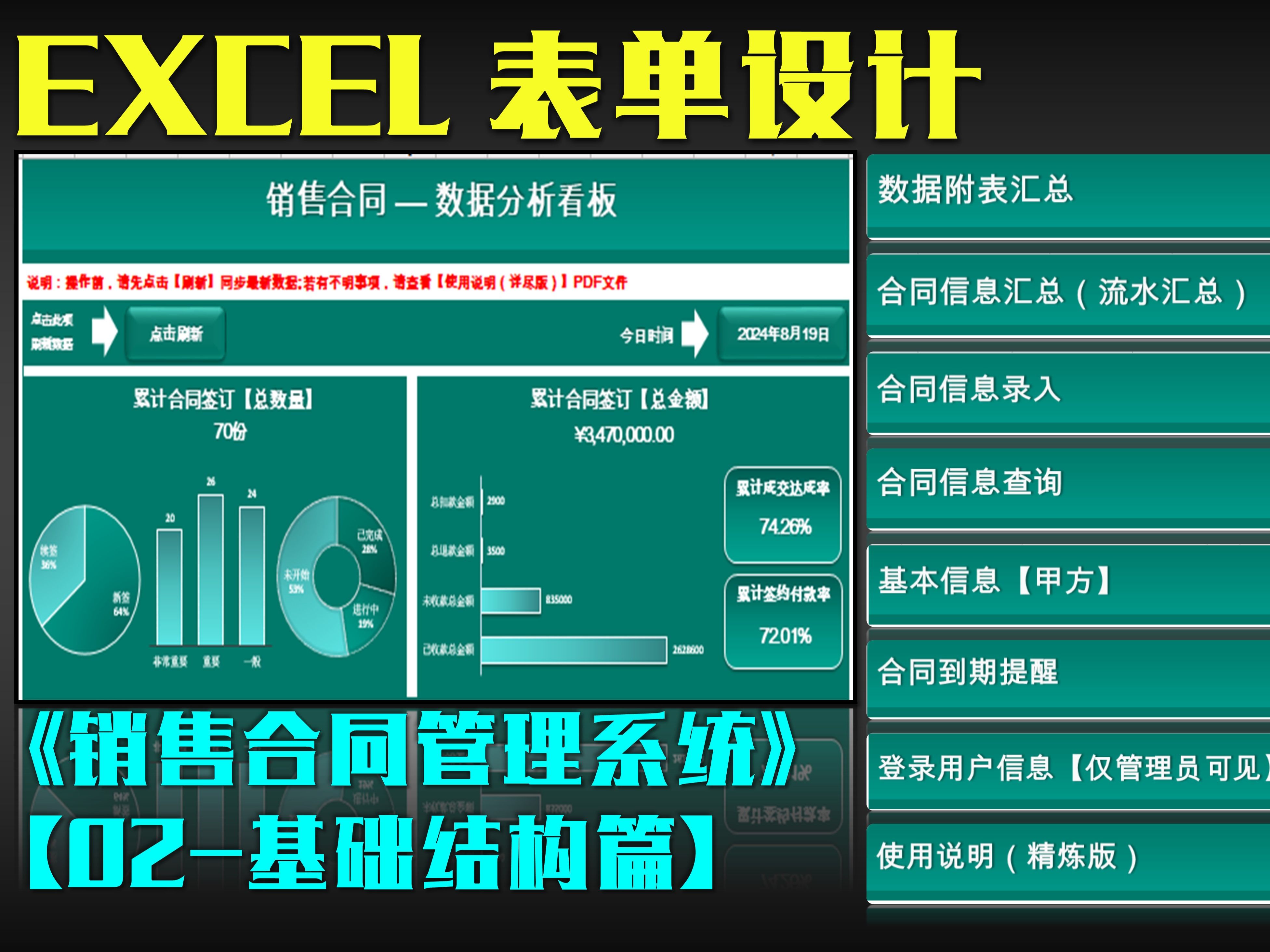 从0到1,教你制作这套功能强大的【EXCEL销售合同管理系统】哔哩哔哩bilibili