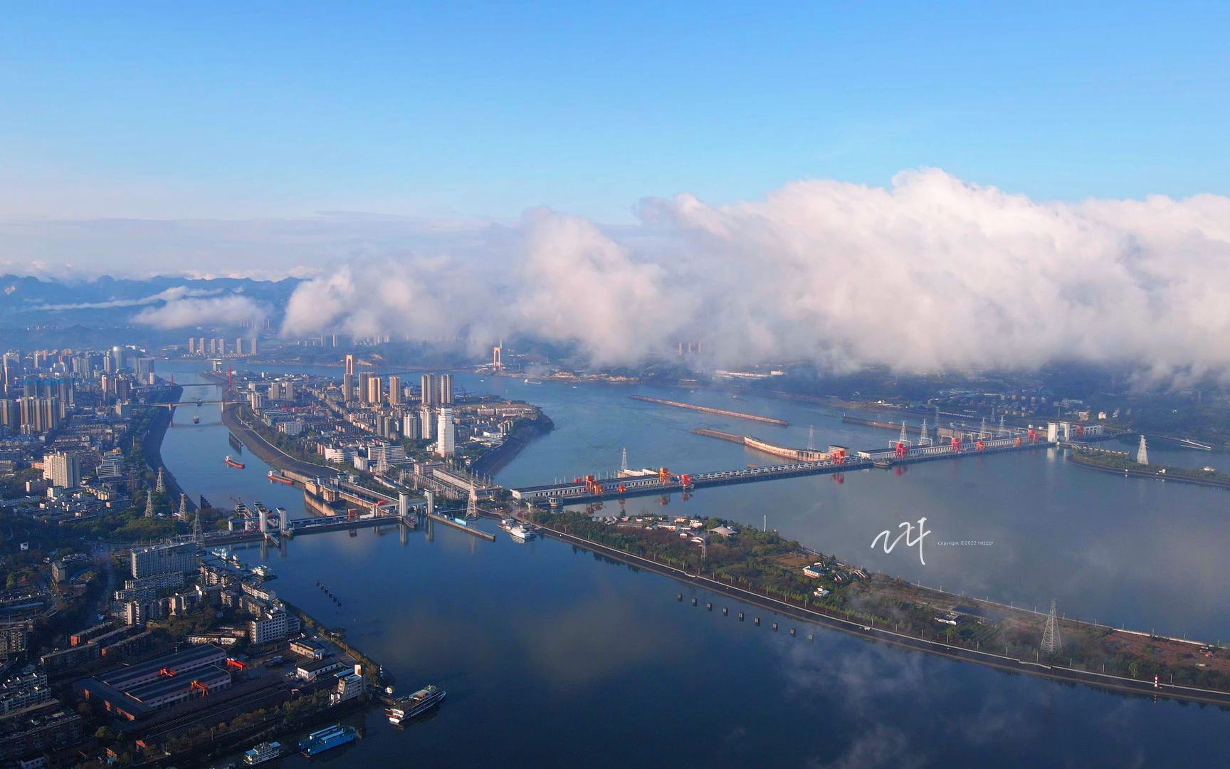 【航拍】清晨的宜昌葛洲坝_哔哩哔哩_bilibili