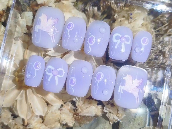 马嘉祺月白星紫小气球周边美甲