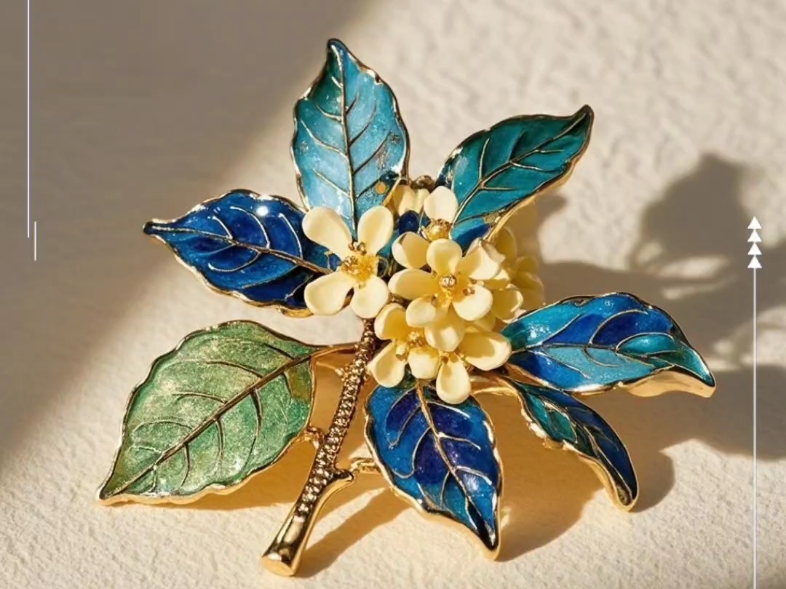 寓意如此美好的景泰蓝桂花胸针