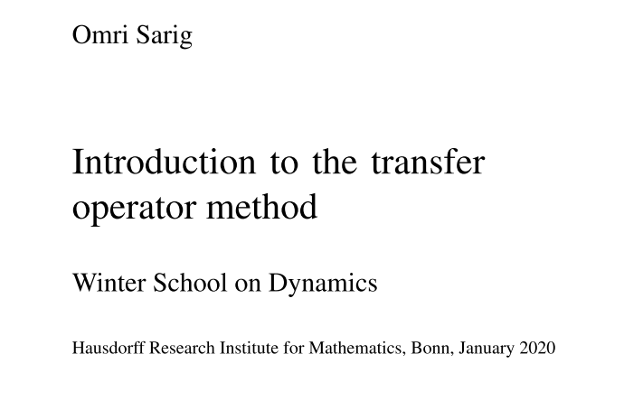 [图]Omri Sarig- The Transfer Operator Method