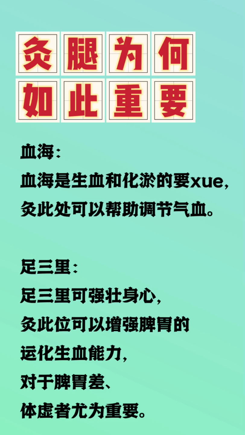 這句話雖然略有誇張,但是真實說明了腿部穴位的重要性