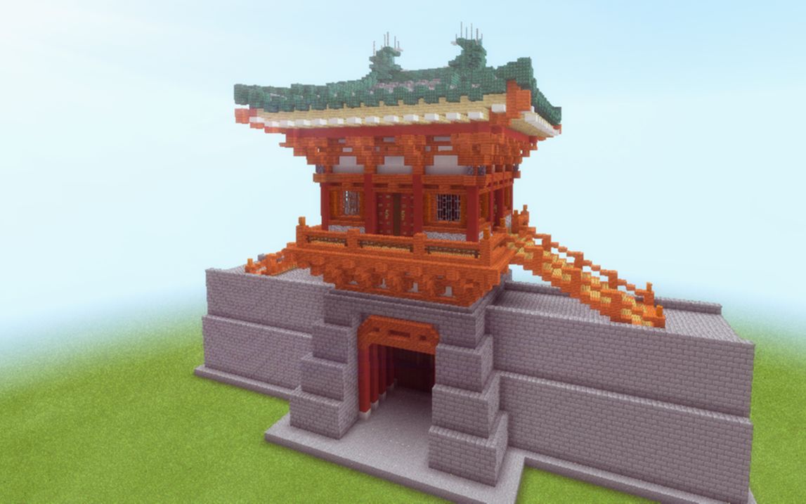 【淡定/minecraft中式建筑】:唐风城楼(4:墙面与扶梯)_哔哩哔哩_bili
