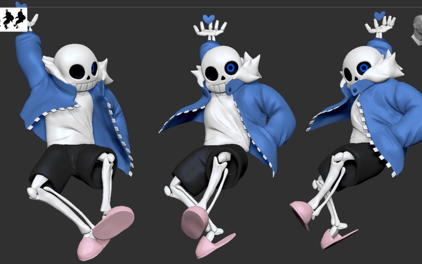 undertale sans 3d模型制作流程 blender&zbrush_哔哩哔哩 (゜-゜)つ