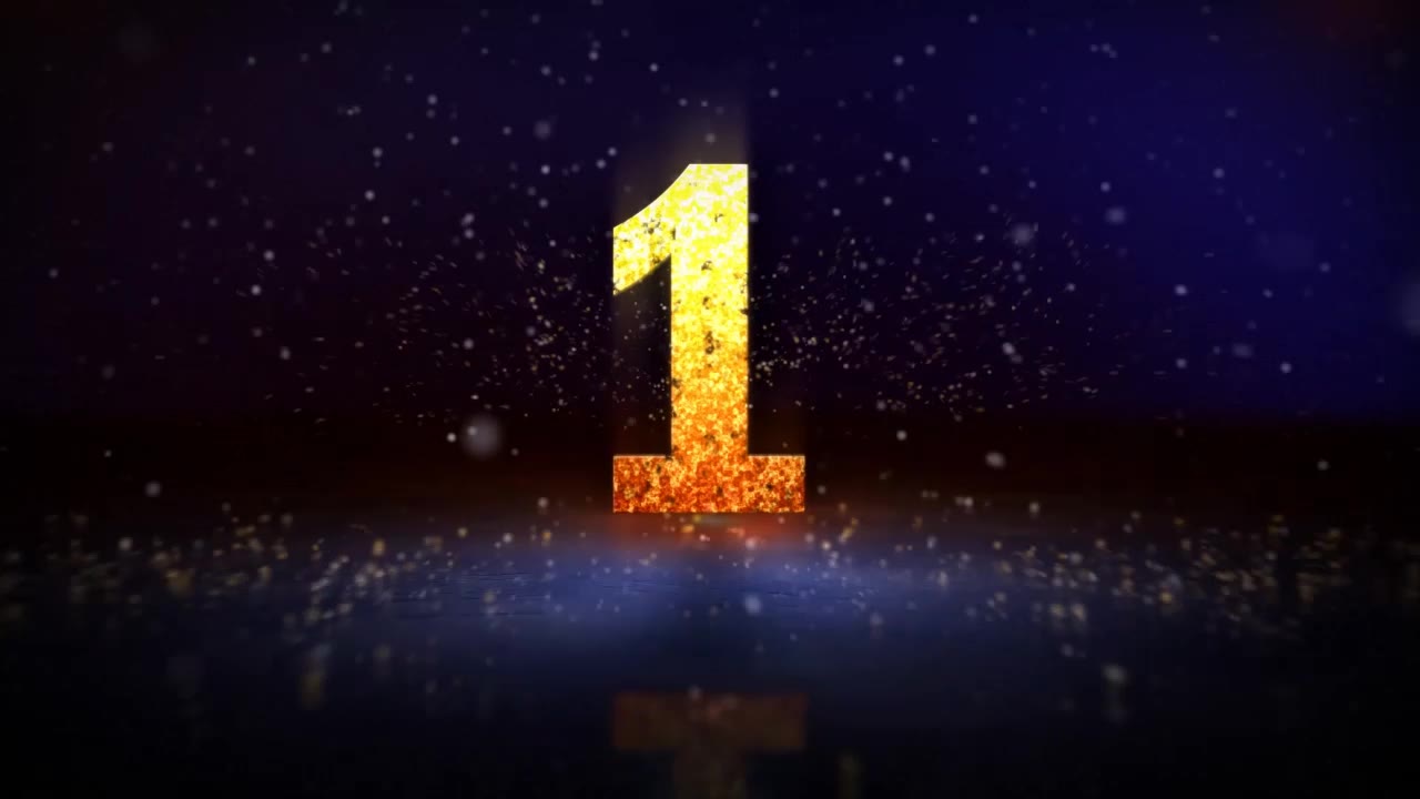 10秒倒计时金色粒子特效动画开场ppt模板