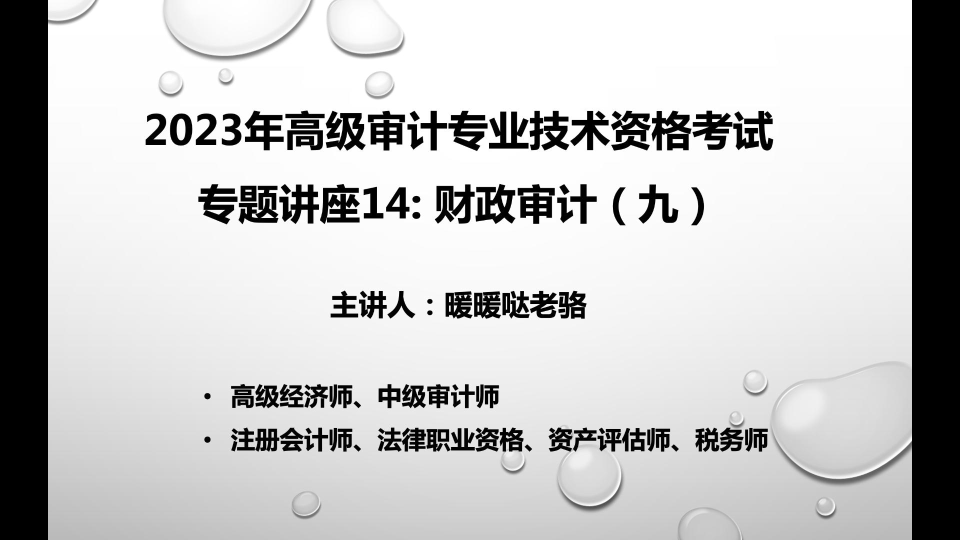 2023年高级审计师奋战计划第101期:《高级审计实务》专题讲座14—财政审计(九)哔哩哔哩bilibili