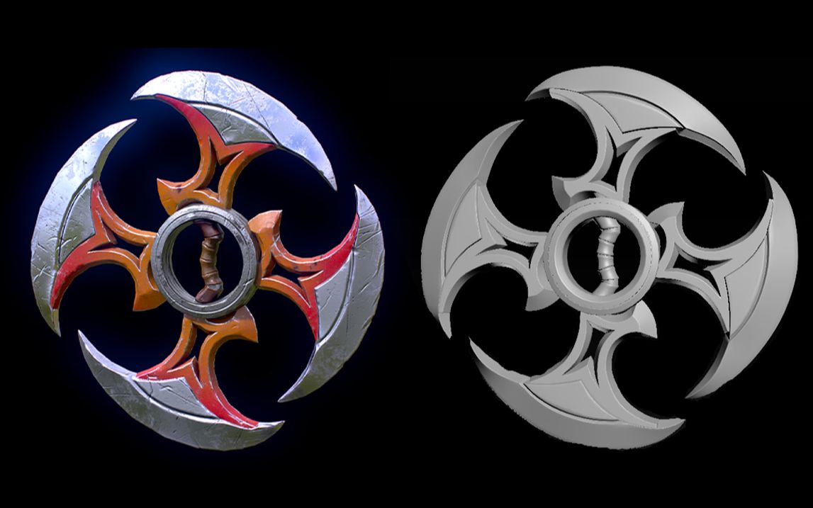 【3dmax零基础建模】3dmax,zbrush,sp从零开始制作飞轮武器模型,学会