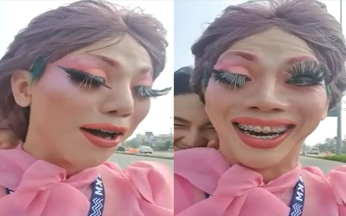 男子骑摩托车去上班,因超长假睫毛瞬间成为街上最靓的仔!