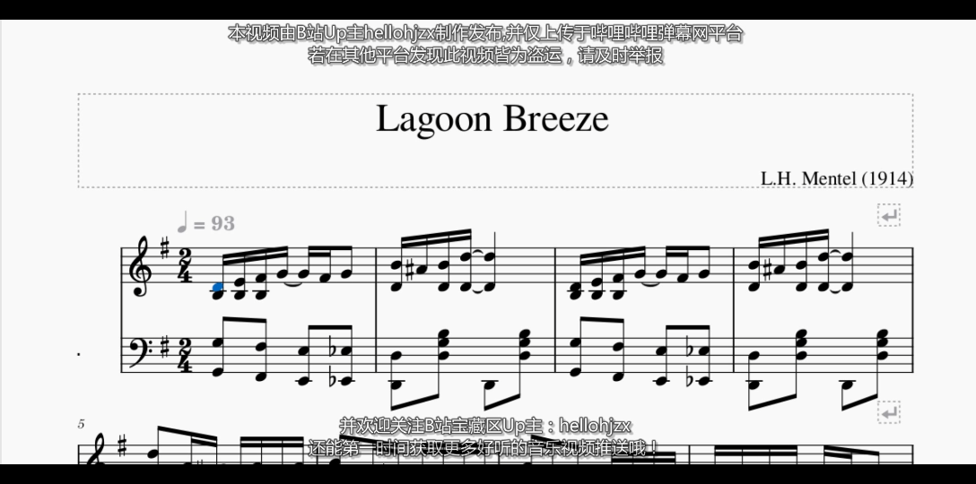 [图]路易斯·蒙特尔《潟湖的微风（二步舞曲）》-Louis Mentel:Lagoon Breeze Two-Step（1903年出版的早期拉格泰姆作品）