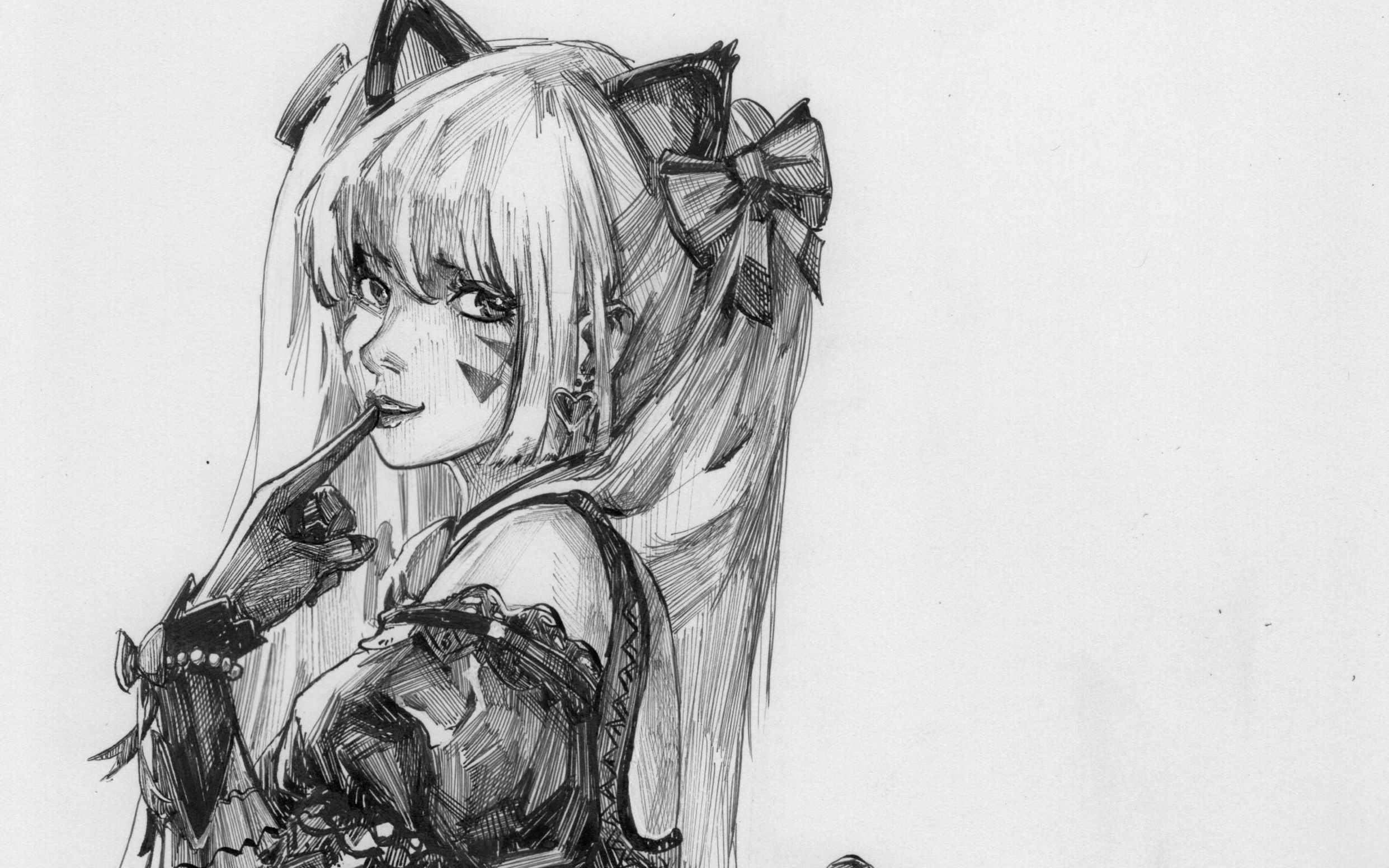 fxai画一只dva黑猫露娜绘画临摹视频包括原速