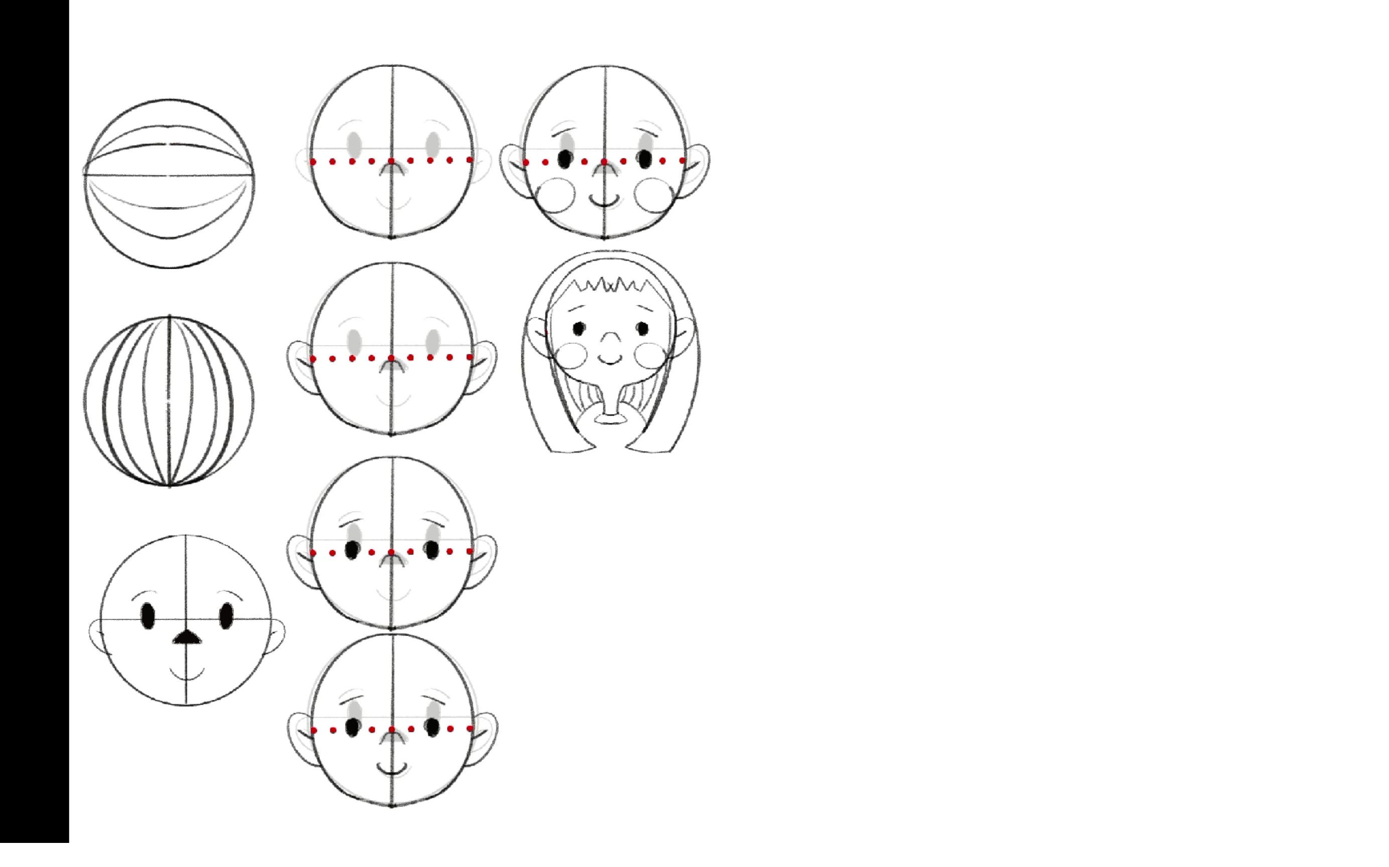 人物头像正面结构画法
