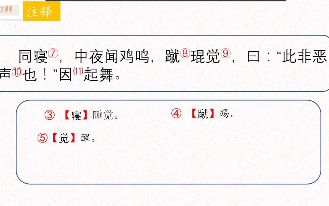 小古文阅读训练《闻鸡起舞》