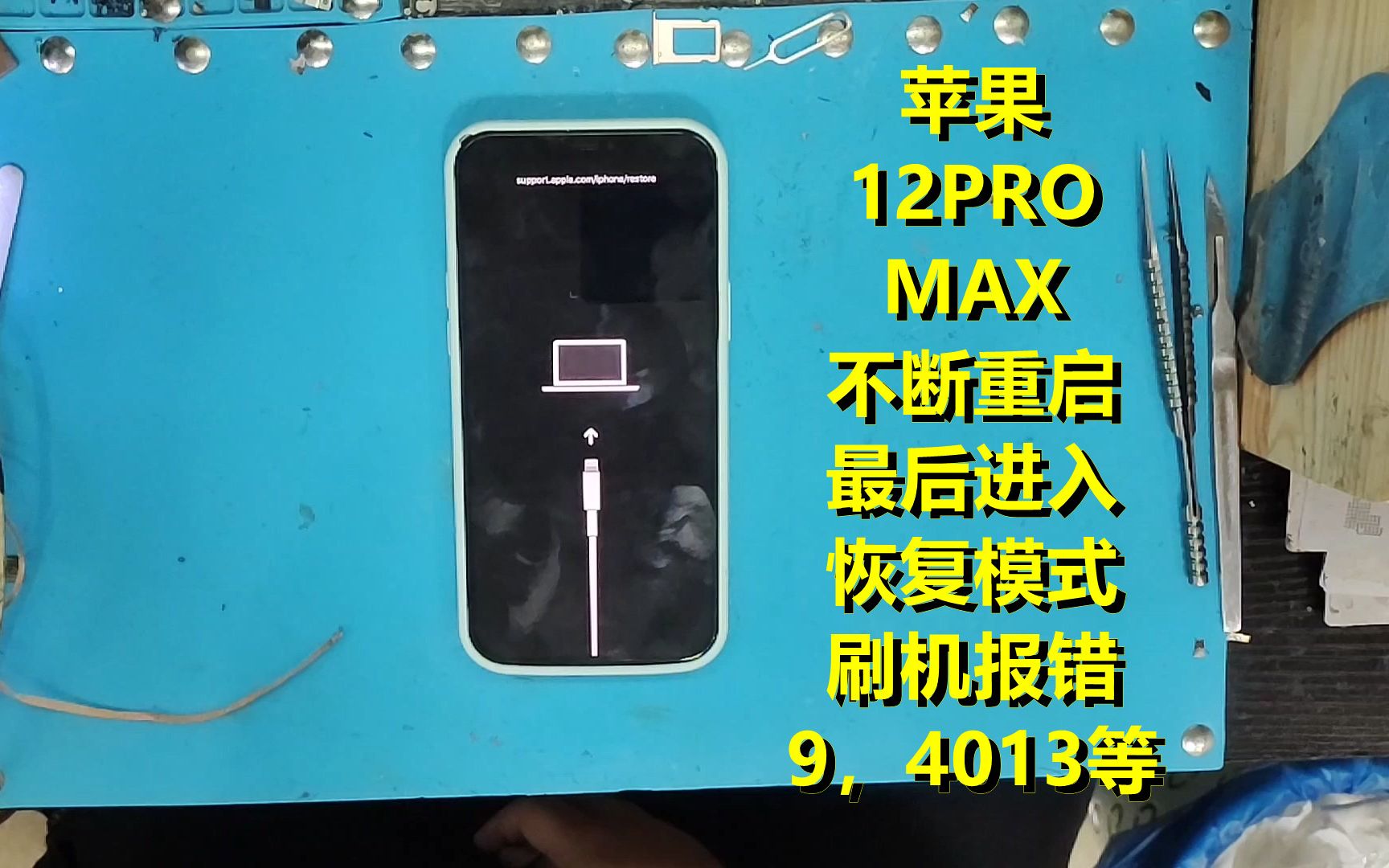 苹果12PROMAX不断重启,进去恢复模式,刷机报错9,4013,不开机,手机维修,硬盘损坏