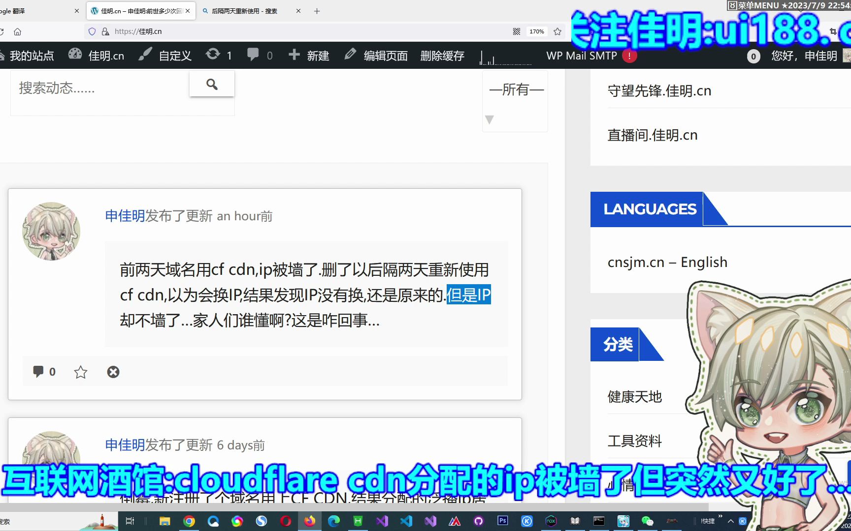 互联网酒馆:Cloudflare CDN分配的IP被墙了但突然又好了...