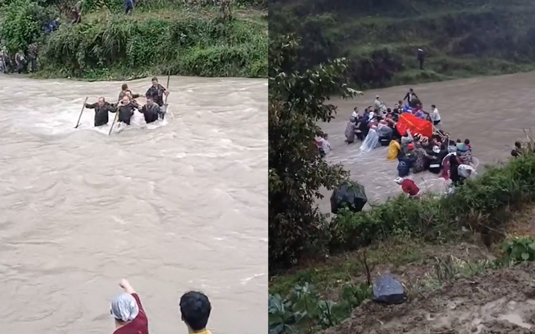 老人出殡遇降雨河水暴涨,上百名村民帮忙抬棺渡河:平时人特别好哔哩哔哩bilibili