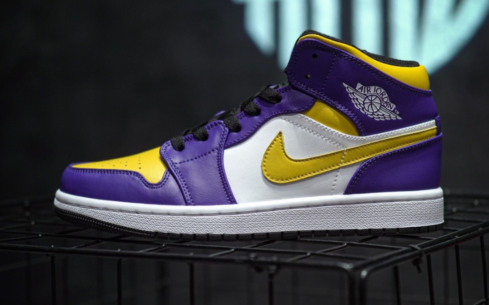 aj1 air jordan 1 mid "lakers" 紫黄白 湖人 yuan.
