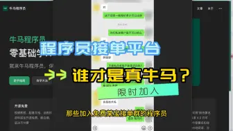 Télécharger la video: 谁是真牛马，程序员接单平台vs某宝接单