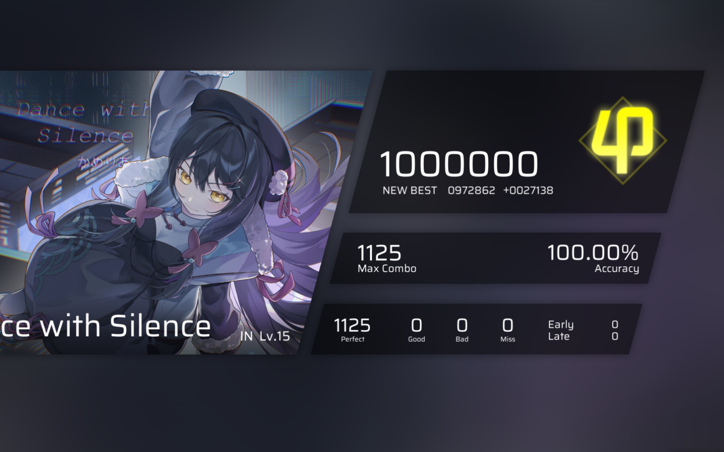 【phigros全站首手元杀】dance with silence in15 all perfect!