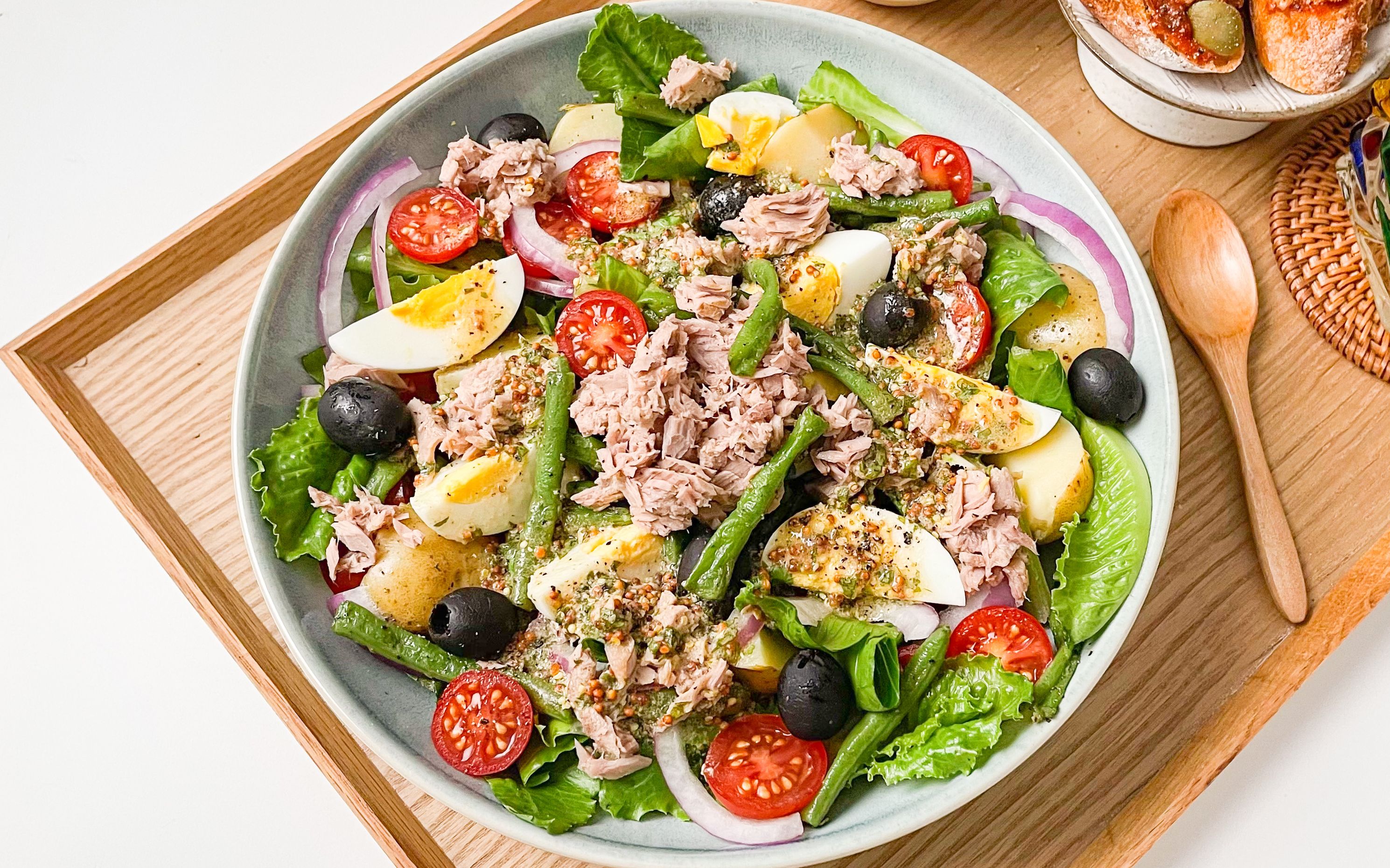 【carolehuyaya】法式金枪鱼尼斯沙拉&自调油醋汁&金枪鱼开放式三明治