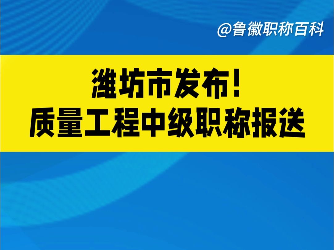 潍坊市发布!质量工程中级职称报送哔哩哔哩bilibili