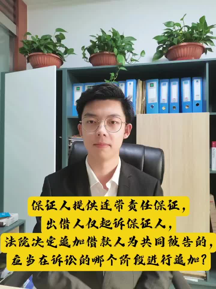 保证人提供连带责任保证,应在诉讼哪个阶段追加借款人为共同被告哔哩哔哩bilibili