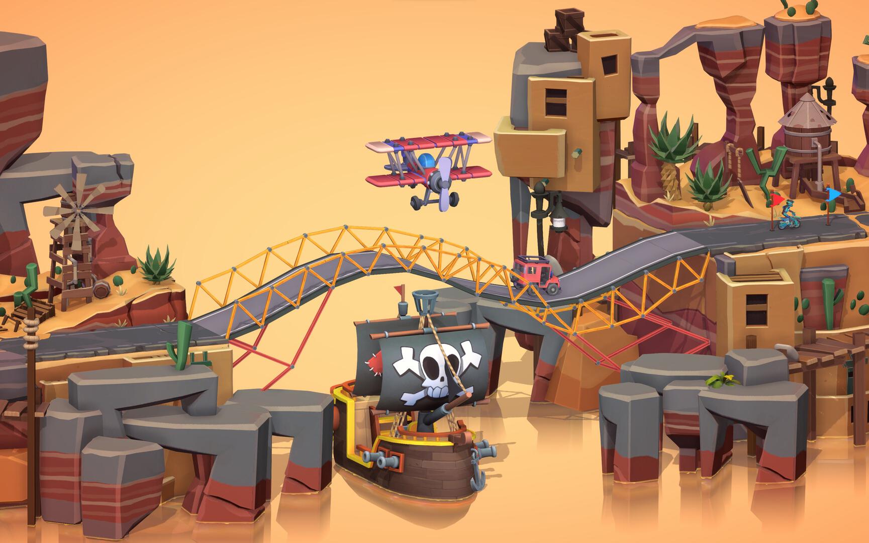 卡通解谜风格休闲游戏 工程 大桥 3