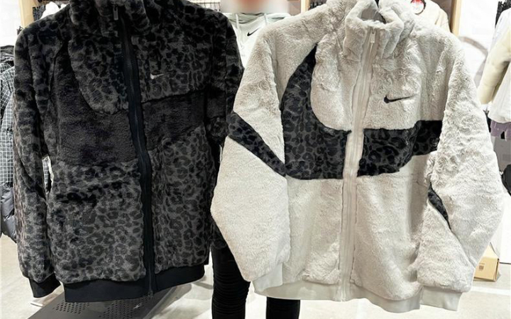 nike男女豹纹皮草貂绒棉服羊羔绒夹克外套dh6685