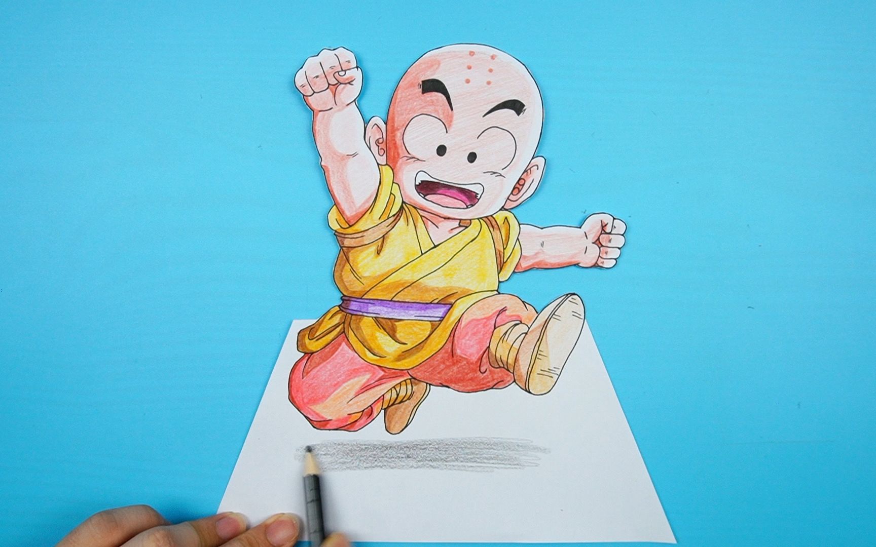 七龙珠临摹,最强地球人之一小林立体彩铅画_哔哩哔哩_bilibili