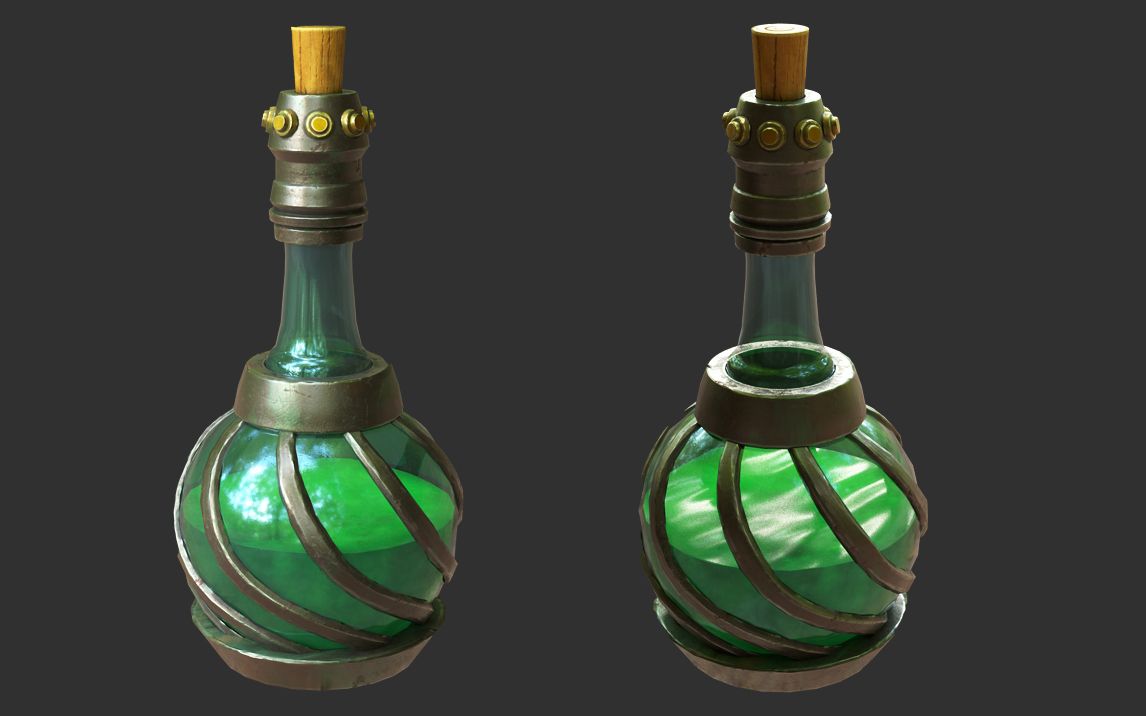 瓶子制作,maya低模布线,zbrush木塞细节雕刻,uv,sp材质全流程案例教学