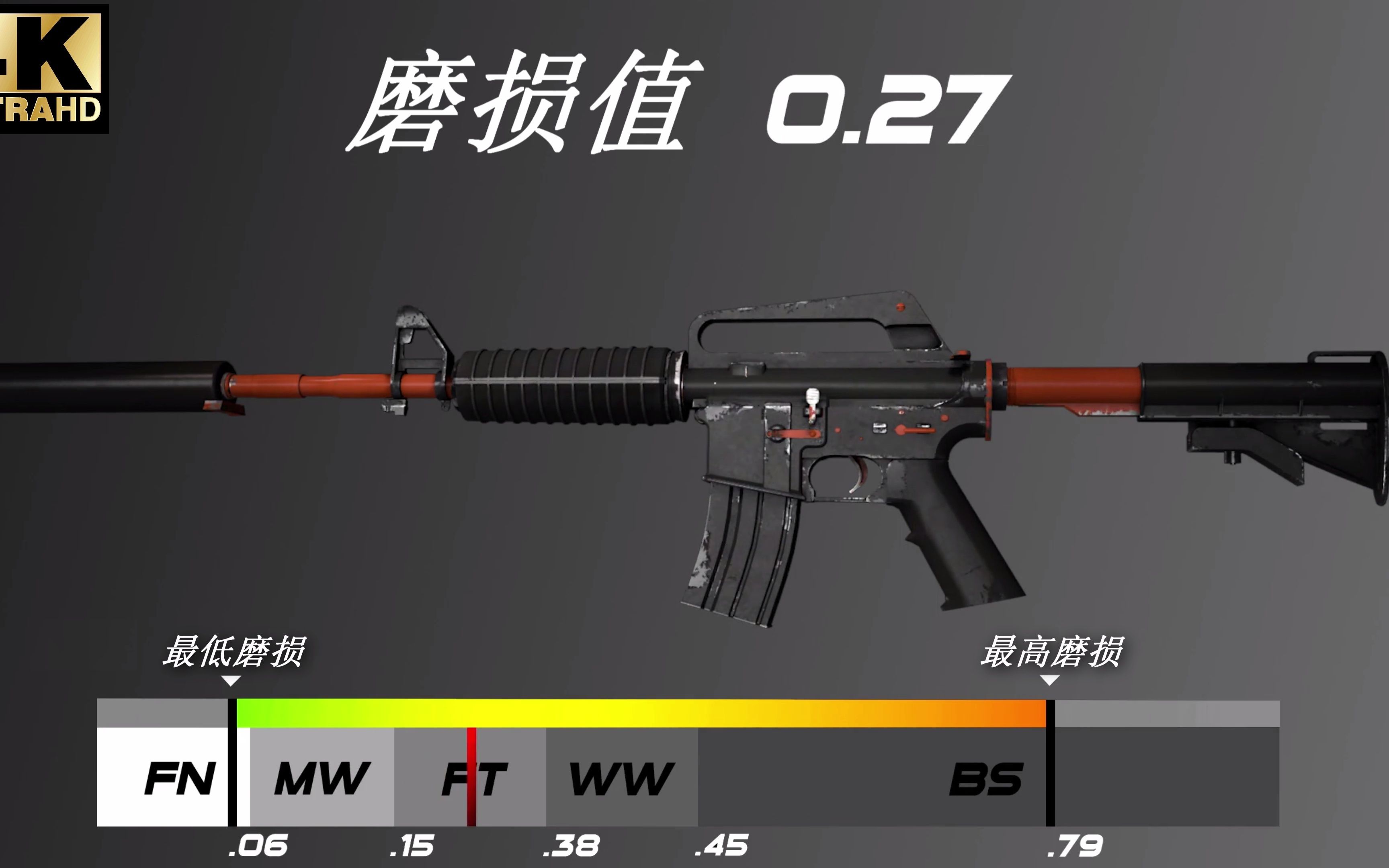 【CS:GO】M4A1 消音型 | 氮化处理 最高磨损~最低磨损哔哩哔哩bilibili反恐精英