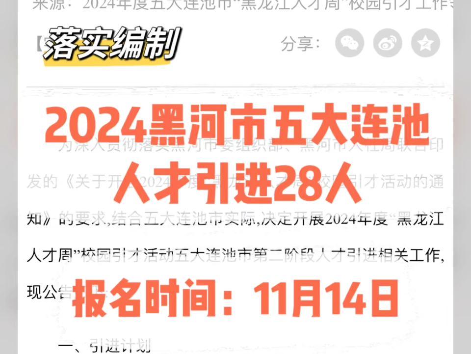 落实编制!2024黑河市五大连池人才引进28人哔哩哔哩bilibili