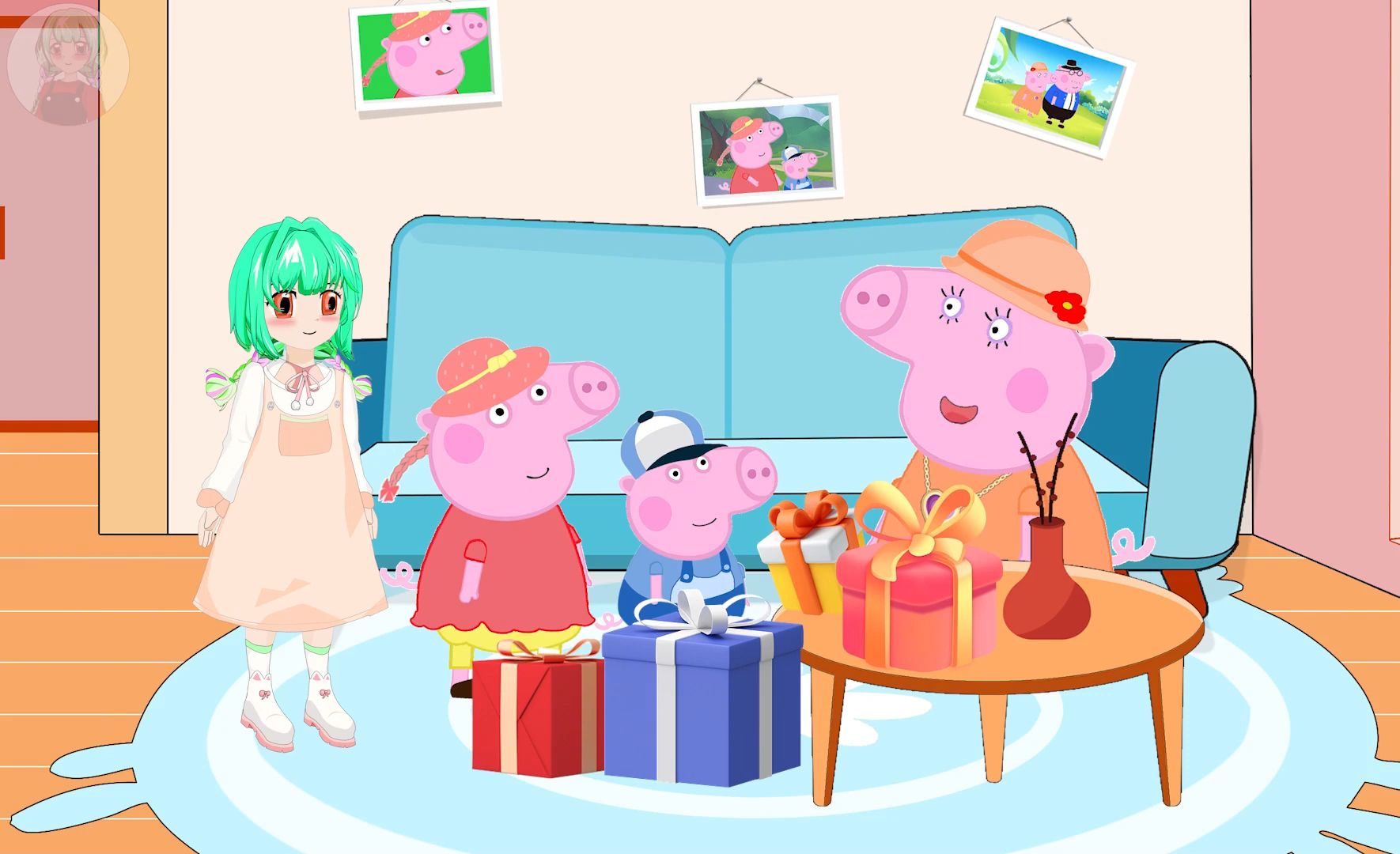 乔治不喜欢抽到的零食礼物,想让猪妈妈换一个