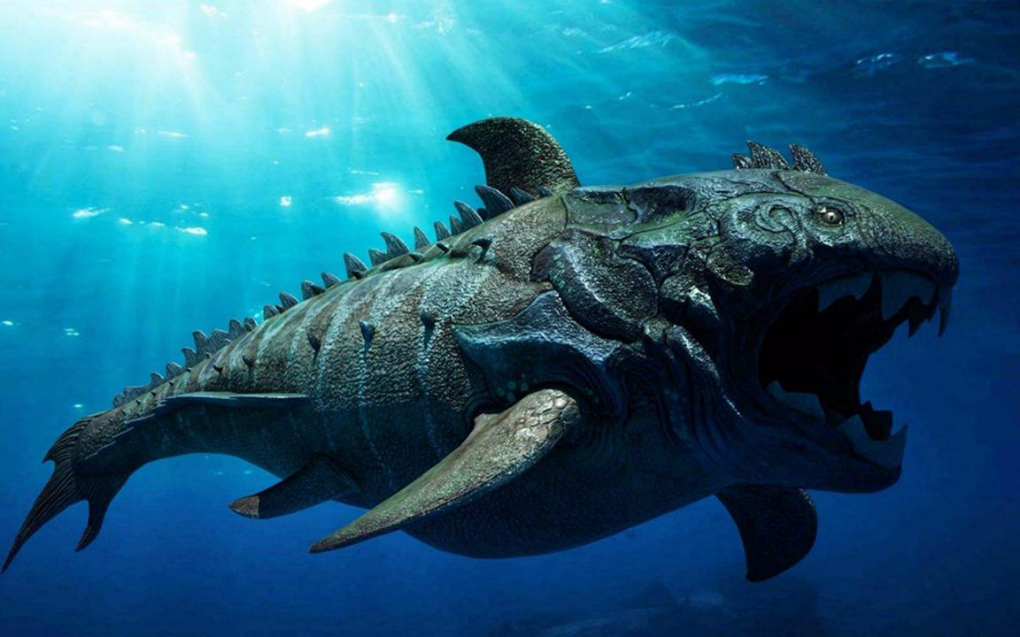 远古海洋霸主邓氏鱼,咬合力超强,一张口能将鲨鱼咬成两半