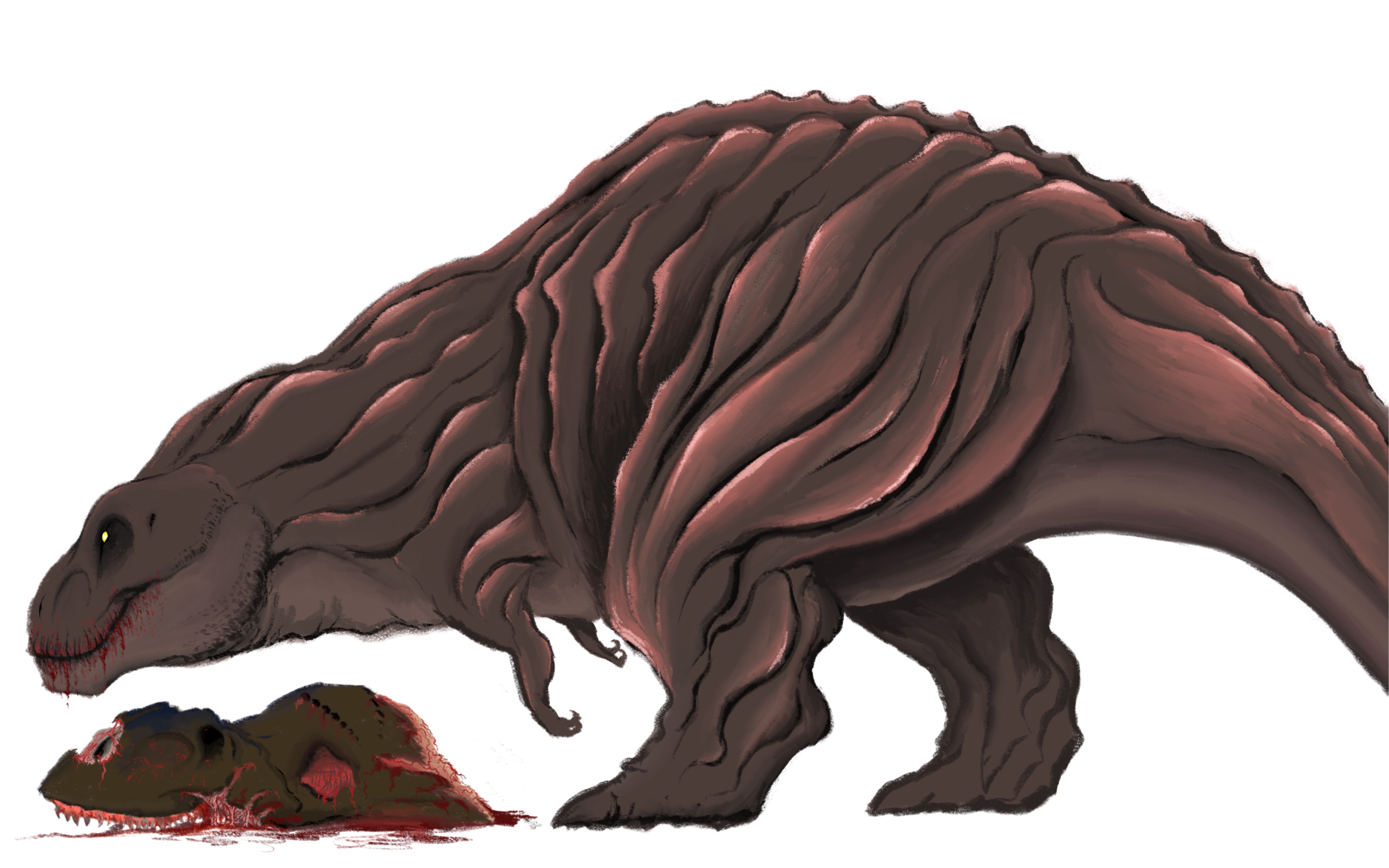 【绘画】强而有力的霸王龙——是使用四股的苏…南方巨兽龙的败比!