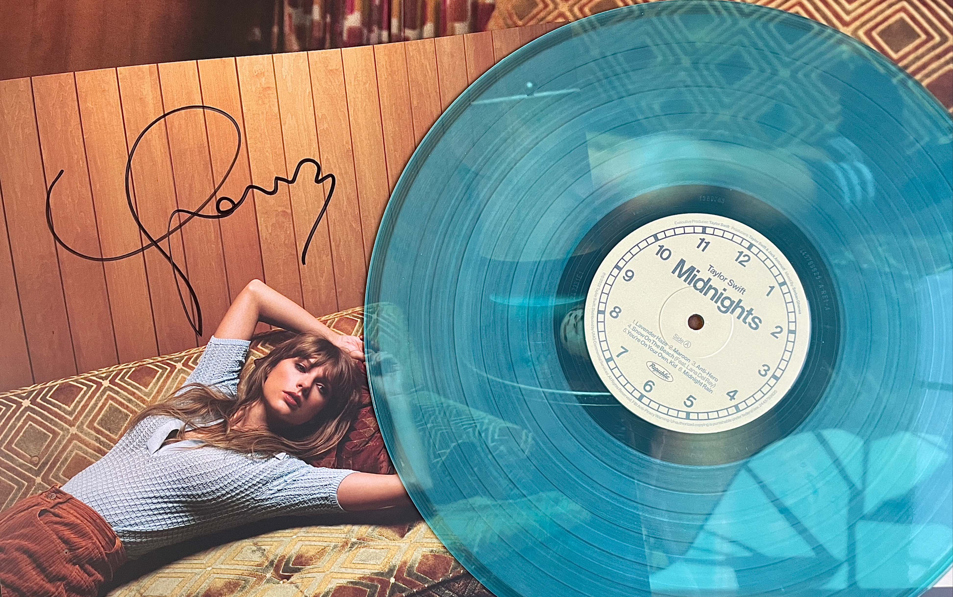 【taylorswift】(ts10)midnights专辑蓝胶签名开箱视频