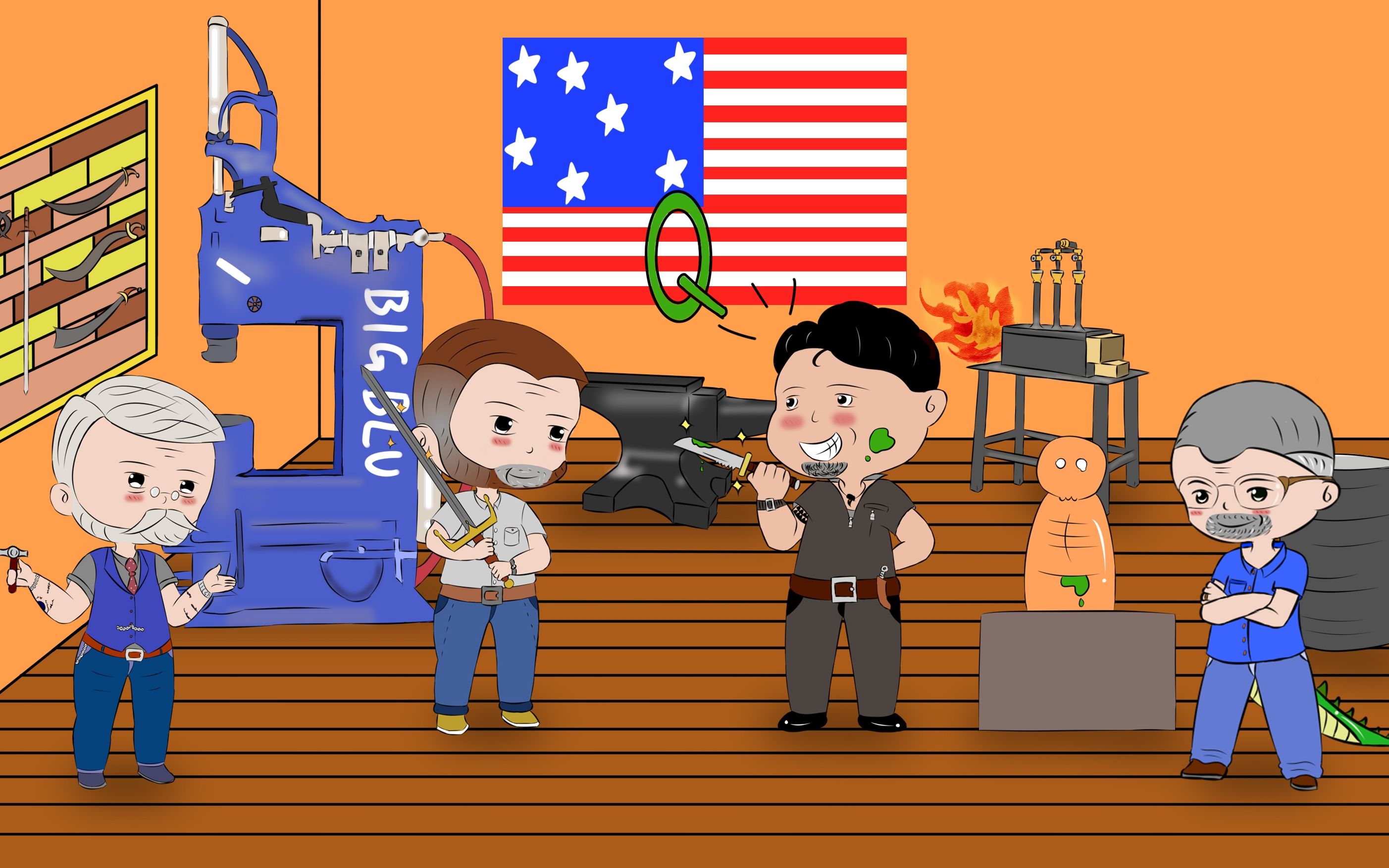 最近在看锻刀大赛,画个q版评委玩玩