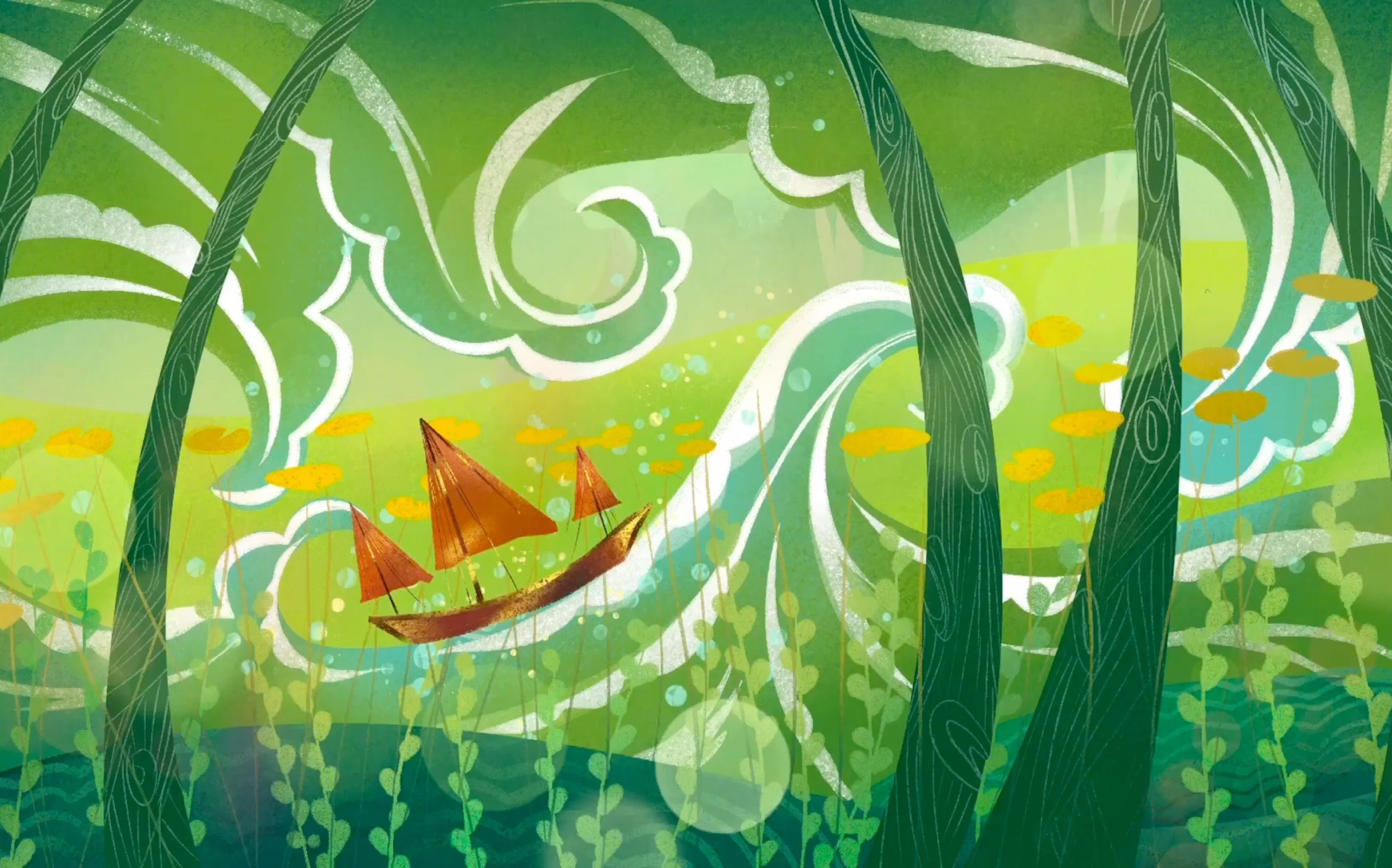 ipad绘画画一个国美蓝的浪花