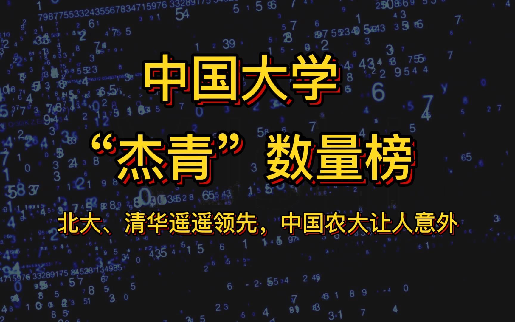 [图]中国大学“杰青”数量榜，北大清华遥遥领先，中国农大令人意外，南开大学明显多于天津大学