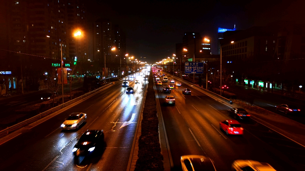 北京四环延时摄影 夜晚的车流