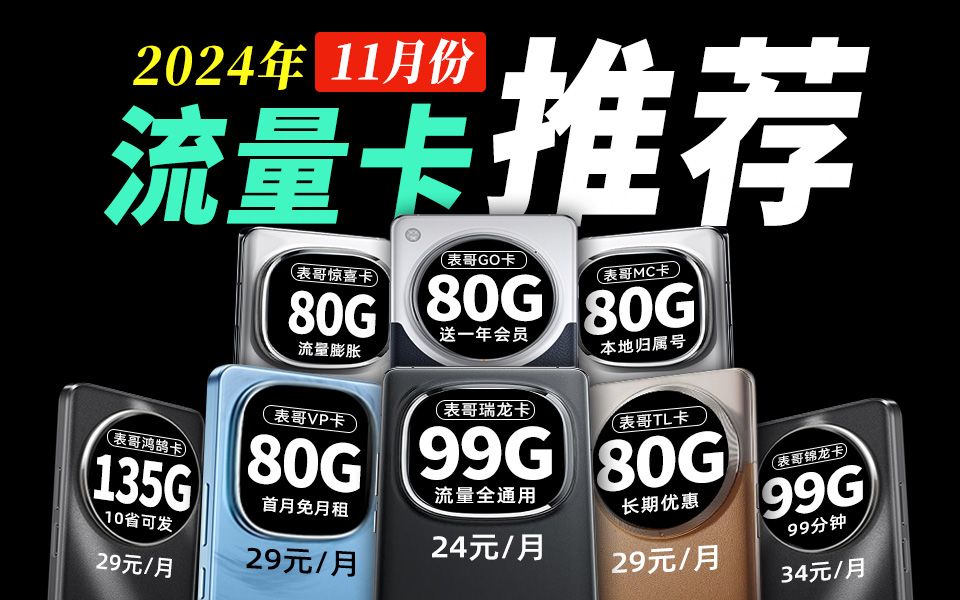 【2024流量卡推荐】11月流量卡该怎么选?高性价比/全运营商/2024流量卡推荐/电信流量卡/广电流量卡/联通流量卡/移动流量卡/瑞龙卡/TL卡/手机卡哔哩哔...