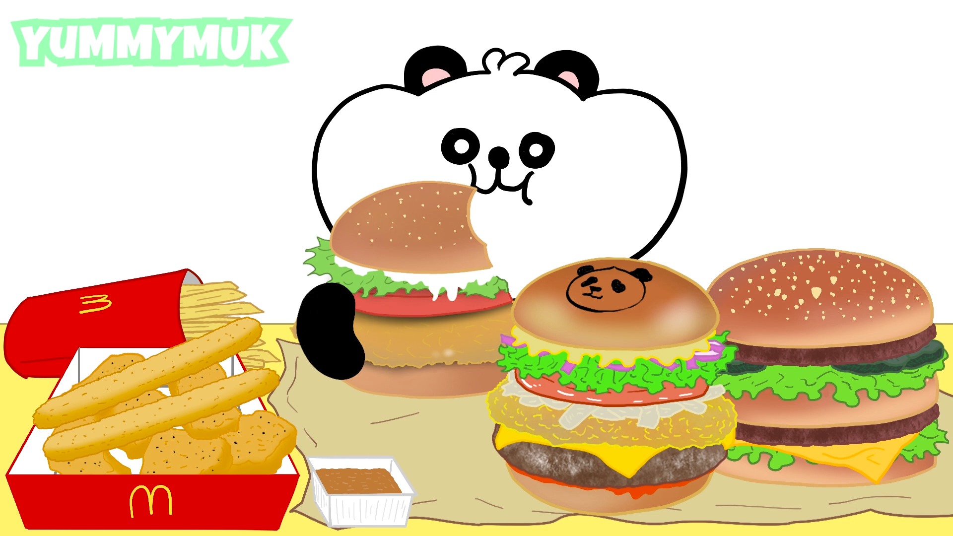 麦当劳巨无霸全家福包动漫吃播