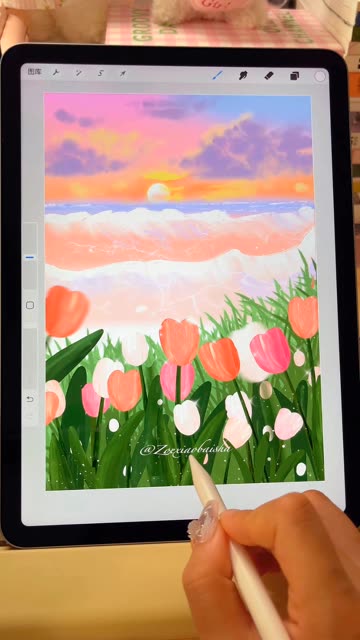 ipad绘画 海边的郁金香