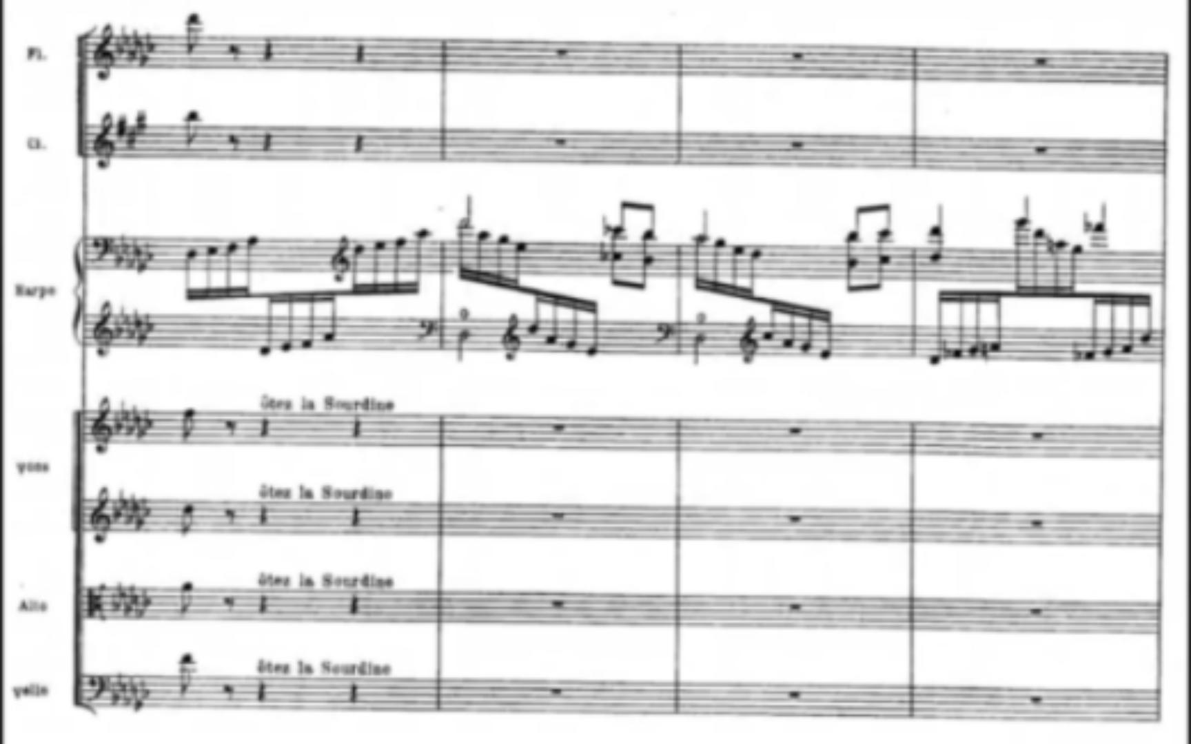 [图]【曲谱同步】Ravel （拉威尔）：竖琴、长笛、单簧管和弦乐四重奏（1905）