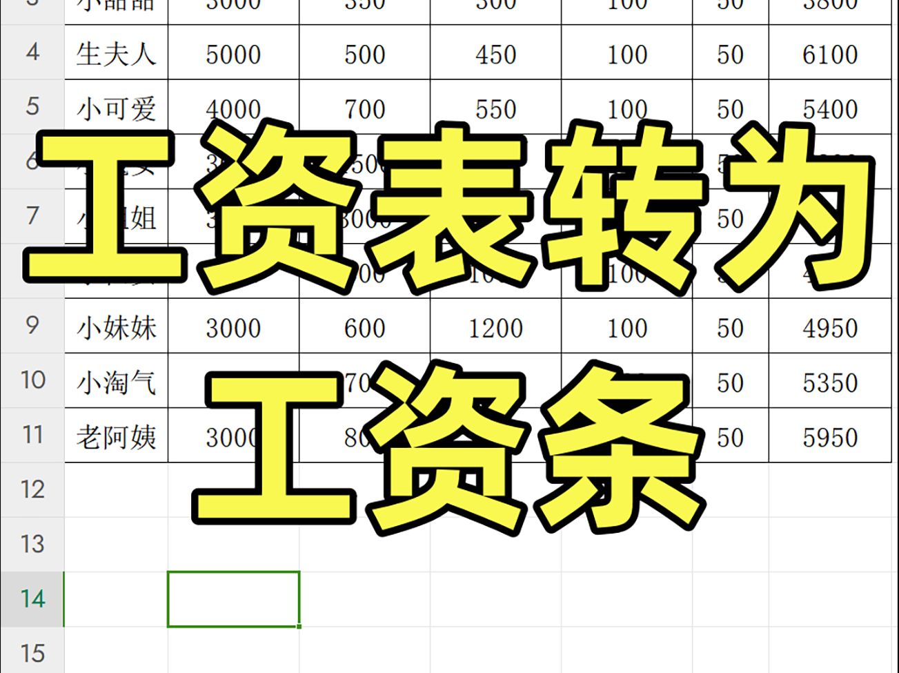 Excel工资表转换为工资条的方法哔哩哔哩bilibili